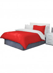 3-Piece Reversible Duvet Cover Set Cotton White/Blood Red 114 x 96inch