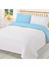 3-Piece Reversible Duvet Cover Set Cotton White/Blue 86 X  90inch
