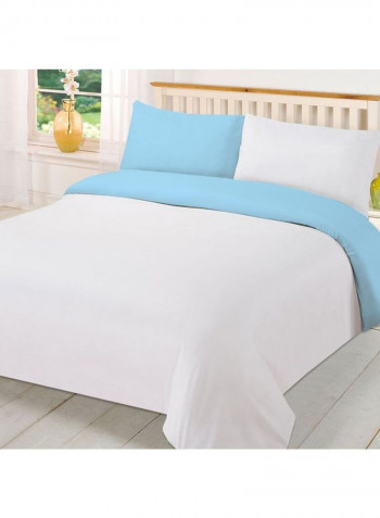 3-Piece Reversible Duvet Cover Set Cotton White/Blue 86 X  90inch