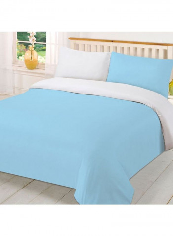 3-Piece Reversible Duvet Cover Set Cotton White/Blue 86 X  90inch