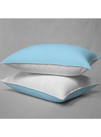 3-Piece Reversible Duvet Cover Set Cotton White/Blue 86 X  90inch