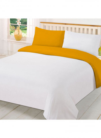 3-Piece Reversible Duvet Cover Set Cotton White/Yellow 78 X  78inch