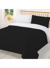 3-Piece Reversible Duvet Set Cotton Black/White 86 x 90inch