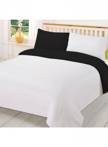 3-Piece Reversible Duvet Set Cotton Black/White 86 x 90inch
