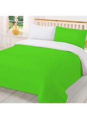 3-Piece Reversible Duvet Set Cotton Green/White 78 x 78inch