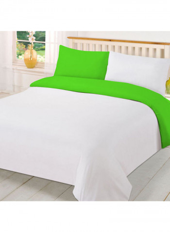 3-Piece Reversible Duvet Set Cotton Green/White 78 x 78inch