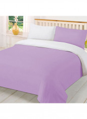 3-Piece Reversible Duvet Set Cotton Purple/White 86 x 90inch