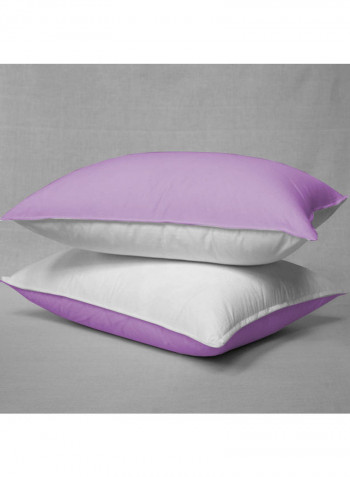 3-Piece Reversible Duvet Set Cotton Purple/White 86 x 90inch