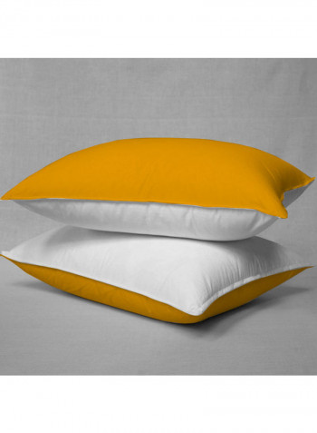 3-Piece Reversible Duvet Set Cotton Yellow/White 86 x 90inch
