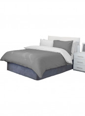 3-Piece Reversible Duvet Set Stripe Cotton Grey/White 114 x 96inch