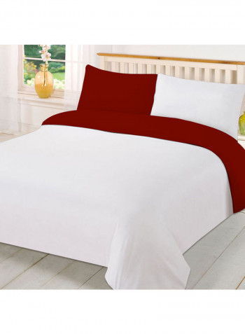 3-Piece Duvet Cover Set Cotton Red/White 53 x 78inch