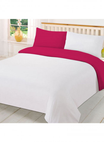 3-Piece Reversible Duvet Cover Set Cotton Pink/White 78 x 78inch