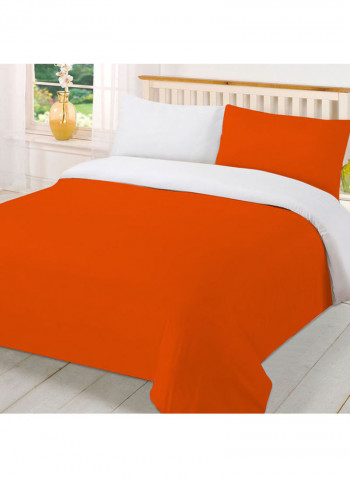 3-Piece Reversible Duvet Set Cotton Orange/White 78 x 78inch