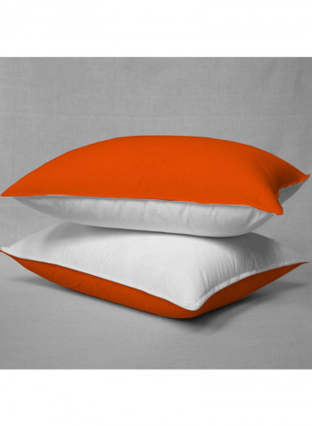3-Piece Reversible Duvet Set Cotton Orange/White 78 x 78inch