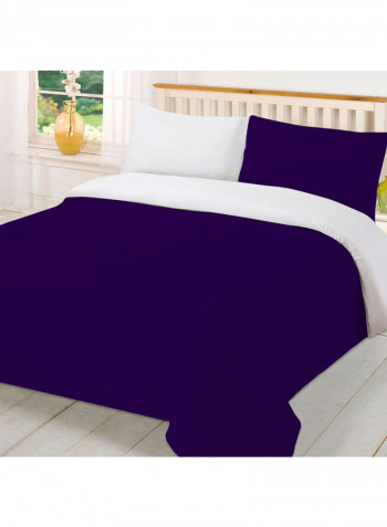 3-Piece Reversible Duvet Set Cotton Purple/White 102 x 86inch