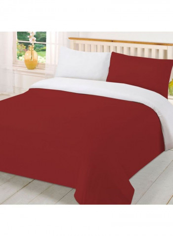 3-Piece Reversible Duvet Set Cotton Red/White 86 x 90inch