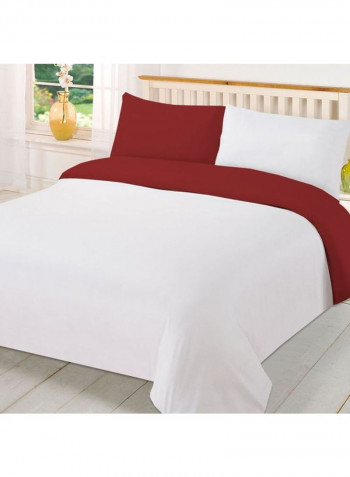 3-Piece Reversible Duvet Set Cotton Red/White 86 x 90inch