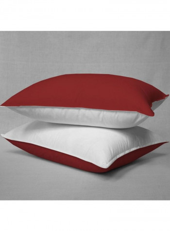 3-Piece Reversible Duvet Set Cotton Red/White 86 x 90inch