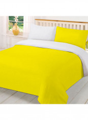 3-Piece Reversible Duvet Set Cotton Yellow/White 53 x 78inch