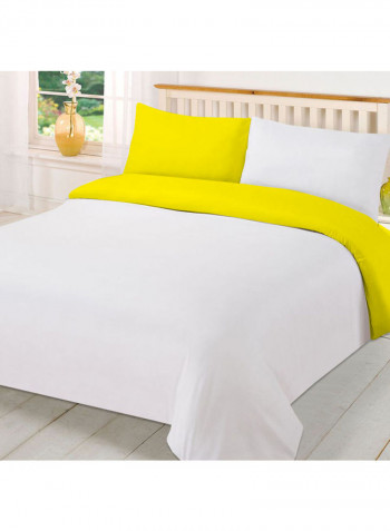 3-Piece Reversible Duvet Set Cotton Yellow/White 53 x 78inch