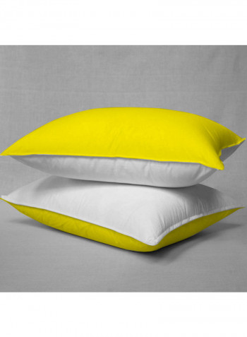 3-Piece Reversible Duvet Set Cotton Yellow/White 53 x 78inch