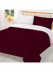 3-Piece Riversible Duvet Cover Set Cotton Burgundy/White 78 x 78inch