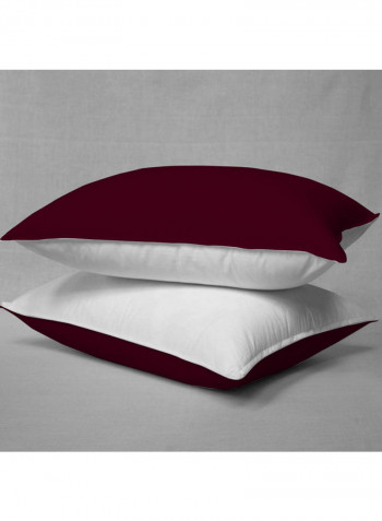 3-Piece Riversible Duvet Cover Set Cotton Burgundy/White 78 x 78inch