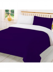 3-Piece  Reversible Duvet Set Cotton Purple/White 86 x 90inch