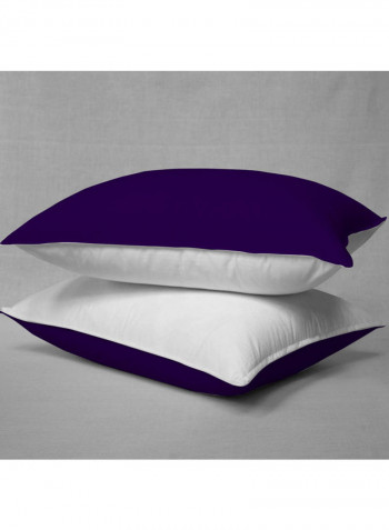3-Piece  Reversible Duvet Set Cotton Purple/White 86 x 90inch