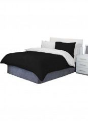 3-Piece Reversible Duvet Set Stripe Cotton Black/White 102 x 86inch