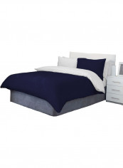 3-Piece Reversible Duvet Set Stripe Cotton Blue/White 78 X 78inch