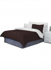 3-Piece Reversible Duvet Set Stripe Cotton Brown/White 86 x 90inch
