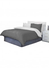 3-Piece Riversible Duvet Cover Set Cotton Dark Grey/White 86 x 90inch