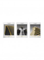 3-Piece Qiangtie Self-Adhesive Wall Sticker Grey/Black/Yellow 60x90centimeter