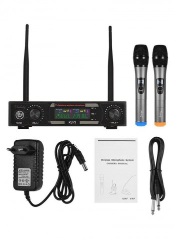 Wireless Microphone Set With 1 Receiver And 2 Handheld Microphone
