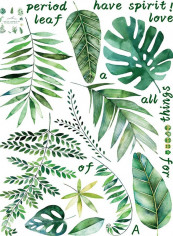 Pvc Creative Design Leaf Pattern Wall Stickers Multicolour 60x90centimeter