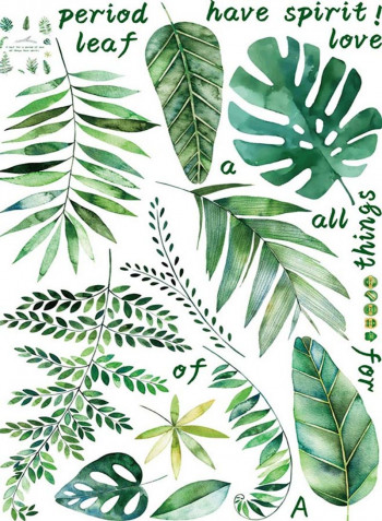 Pvc Creative Design Leaf Pattern Wall Stickers Multicolour 60x90centimeter