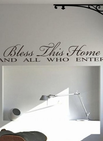 Bless This Home Waterproof Wall Sticker White/Black 10x56centimeter