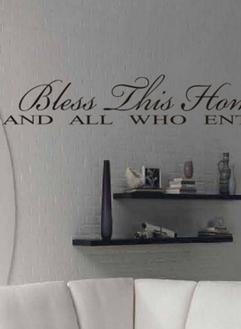Bless This Home Waterproof Wall Sticker White/Black 10x56centimeter
