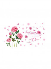 Rose Themed Wall Sticker Pink 60x90centimeter