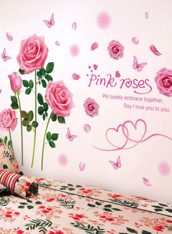 Rose Themed Wall Sticker Pink 60x90centimeter