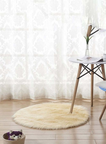 Round Soft Floor Mat Beige 110 x 110centimeter
