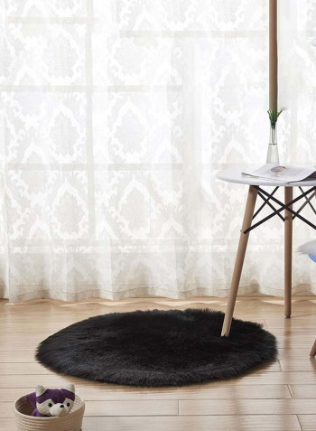 Round Soft Floor Mat Black 110 x 110centimeter