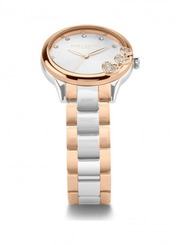 Women's Silver And Gold Bracelet Watch With Mother Of Pearl Dial