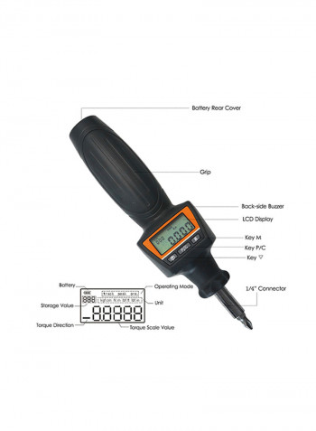 ENS-8 1/4" Mini Digital torque Screwdriver With Buzzer and LED Flash Alarm Orange 22*6*10centimeter