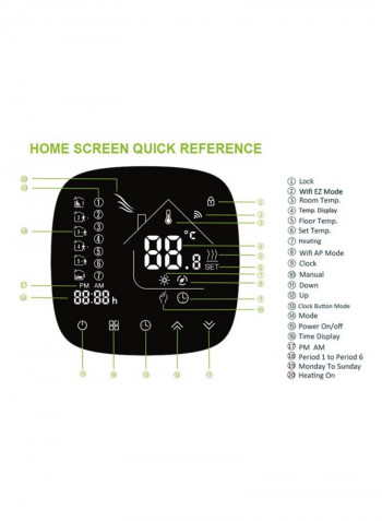 LCD Touch Screen Thermometer Black/white 86x86x13.3millimeter