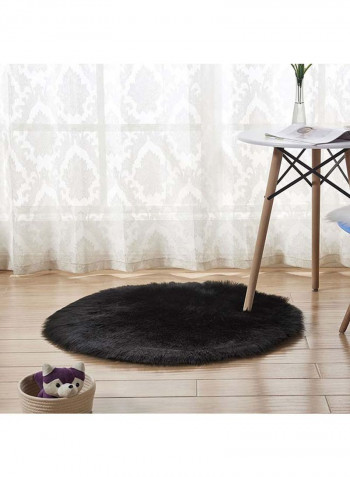 Solid Colour Round Shaped Floor Mat Black 50centimeter