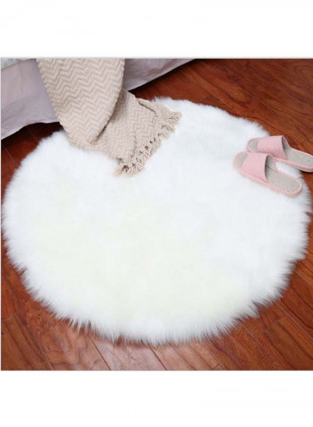 Solid Colour Round Shaped Floor Mat White 50centimeter