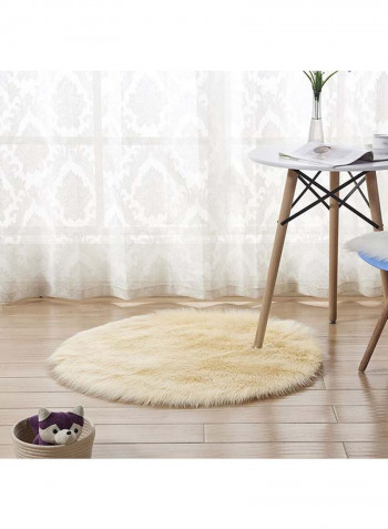 Round Soft Floor Mat Beige 50 x 50centimeter