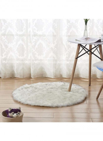 Round Soft Floor Mat White 50 x 50centimeter